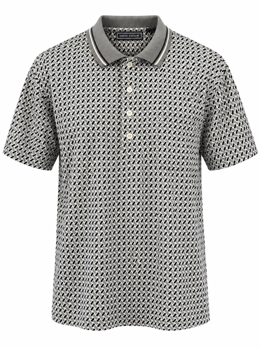 David Taylor Men’s XLT Geometric Print Short Sleeve Polo Shirt
